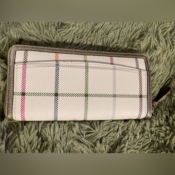 Coach Peyton Tattersall File Plaid Zip Around Wallet. Off White, Pink,Gold Tones - Picture 10 of 16